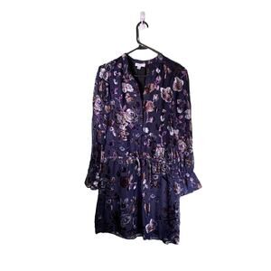 Carolina Belle Purple Floral Velvet Burnout Dress Size 8 Whimsigoth Moody Witchy
